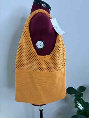 Knit Market Tote Bag in Mustard Yellow